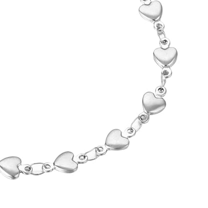14K White Gold Plated Link Bracelet for Women Heart Star Round Beaded Charms Dainty Chain Simple Jewelry Gifts - color: heart link-2-white
