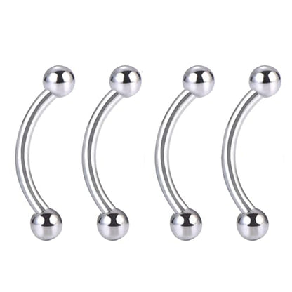 Bulk 20pc 16G Surgical Steel Curved Barbell 6mm-14mm Eyebrow Bar Ball Cone Ring Ear Piercing Jewelry Set - color: Shape: Ball, size: Bar Length: 12mm