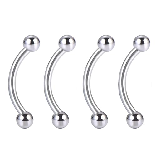 Bulk 20pc 16G Surgical Steel Curved Barbell 6mm-14mm Eyebrow Bar Ball Cone Ring Ear Piercing Jewelry Set - color: Shape: Ball, size: Bar Length: 14mm