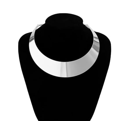 Chunky Gold Necklace Big Statement Chunky Necklace for Women African Tribe Wide Metal Choker Necklaces Jewelry - color: 01 Silver