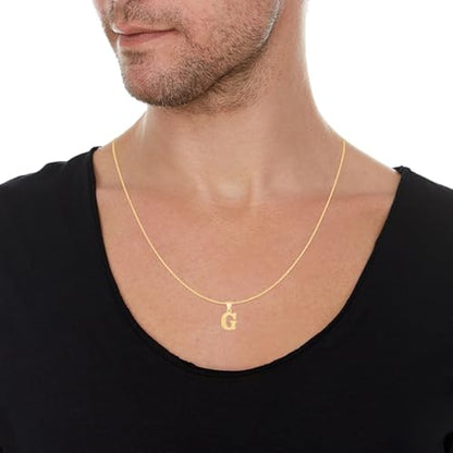 Floreo 10k Yellow Gold 0.45" Personalized Lighting Alphabet Letter A - Z Initial Charm Pendant with optional Extendable Chain Necklace - size: Pendant with Adjustable Chain, 18", style: - G -