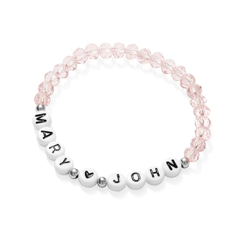 Customized Name Bracelet for Couples, Family, Friends, Personalized Bracelet with Names, Crystal Beads and elastic stretch - style: Crystal