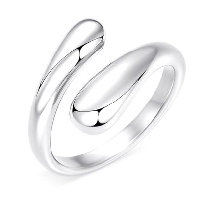 Non Tarnish Gold Chunky Rings for Women, 14K Gold Plated Statement Dome Rings Stacking Silver, Adjustable Mens Eternity Wedding Band Mixed Metal Jewelry Size 3-13 - color: Silver, size: 5.5, style: Open Twist Band