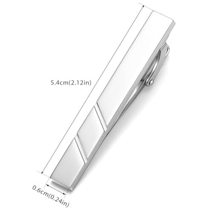 HONEY BEAR 1.97" 2.12" 2.36" Standard Tie Clip for Men Business Wedding | Classic Minimalist, Steel-Plated Copper Base, Gift-Boxed, Thickened, Rounded Corners, Easy to Slide On, No Snag or Wrinkle - style: Shinny Silver 5.4cm