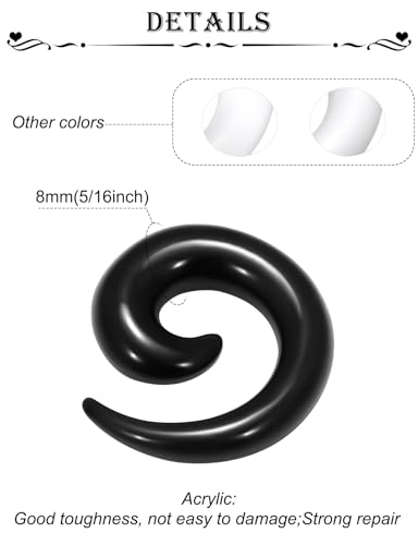 14-00G Ears Gauges Tunnels Plugs for Women Acrylic Spiral Snail Ear Gauge Septum Stretching Kit Earring Expander Stretcher Earrings Piercing Jewelry for Women Men - style: 0G Tapers