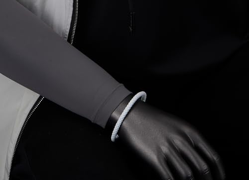 COOLSTEELANDBEYOND Minimalist Mens Women Leather Bracelet, Thin Braided Leather Bangle, Steel Oval Magnetic Clasp - color: E-Color: White