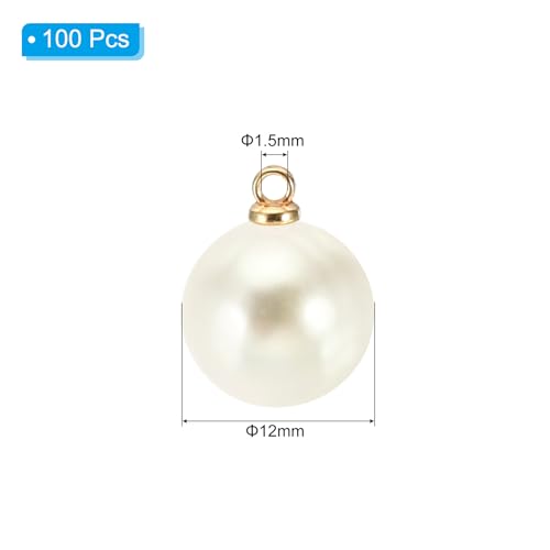 PATIKIL Pearl Charm, 100pcs Pearl Beads Faux Pearl Pendant Charm DIY for Jewelry Making Bracelets Earrings Necklace Crafts - color: Golden Beige, size: 12mm