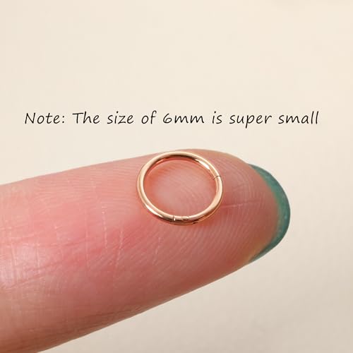20G 18G 16G Titanium Nose Ring Hoop, Cartilage Hoop Earrings for Women Men Silver Gold Nose Ring Septum Ring Tragus Conch Helix Daith Lip Piercing Jewelry 6mm/7mm/8mm/9mm/10mm - color: Rose Gold-20g, style: 6mm