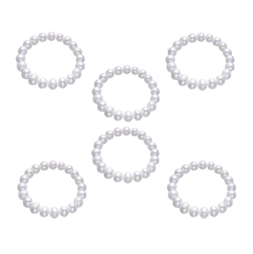 Pingyongchang Elastic Pearl Bracelet Stackable Stretch Bracelet Wedding Accessories Bridesmaid Bracelet 8MM Faux Pearl Bracelet Bridal Party Prom Beaded Bracelet - color: 6pcs