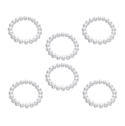 Pingyongchang Elastic Pearl Bracelet Stackable Stretch Bracelet Wedding Accessories Bridesmaid Bracelet 8MM Faux Pearl Bracelet Bridal Party Prom Beaded Bracelet - color: 6pcs