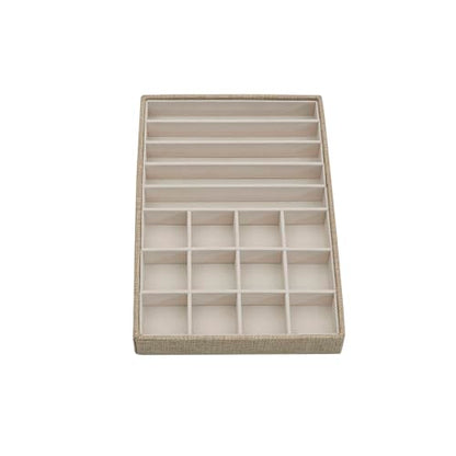Household Essentials Stackable Jewelry Trays, 3 Varieties, Space for Necklaces, Rings and Earrings, Blended Canvas with Felt Interior, Perfect for Drawers and Closet Shelves, Latte - color: Latte