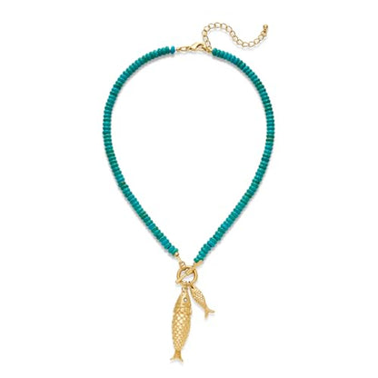 Shell Necklaces for Women Trend Boho Scarf Necklaces Ocean Mermaid Conch Seashell Necklace Summer Gold Fish Necklace Fashion Beach Jewelry - color: Fish necklace