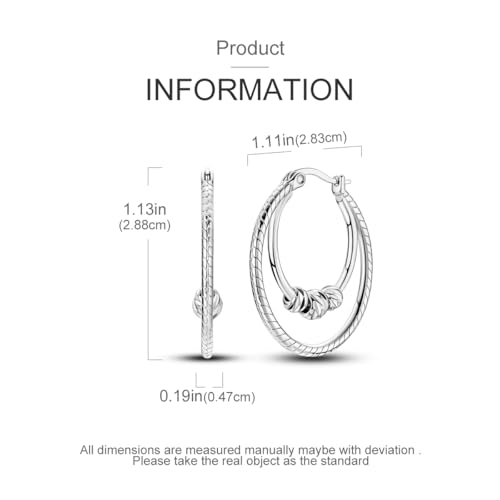 NARMO 925 Sterling Silver Earrings for Women Hypoallergenic Hoop Earrings - color: Snake Double Hoop