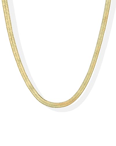 PAVOI Chain Necklace for Women, 14K Gold Plated Adjustable Layering Chain - style: Snake-L