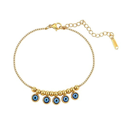 Evil Eye Anklet Bracelet 14K Gold Plated Evil Eye Ankle Bracelet Beach Foot Chain Jewelry Gifts for Women