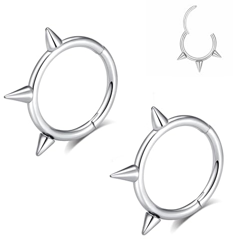 16G 2PCs Spike Clicker Snake Bite Jewelry, Septum Ring, Hoop Lip Rings Snake Bites, Labret Jewelry for Lip Piercing, Cartilage Hoop Earrings, 8mm 10mm 12mm - color: Silver-2PCs, size: 16G-8mm