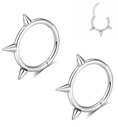 16G 2PCs Spike Clicker Snake Bite Jewelry, Septum Ring, Hoop Lip Rings Snake Bites, Labret Jewelry for Lip Piercing, Cartilage Hoop Earrings, 8mm 10mm 12mm - color: Silver-2PCs, size: 16G-8mm