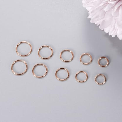 10Pcs 18G 20G Surgical Steel Nose Rings Hoops for Women Men Hinged Seamless Clicker Nose Hoops Cartilage Helix Tragus Daith Sleeper Earrings Hoop Hypoallergenic Nose Piercing 6/7/8/9/10MM - color: rose gold, size: 20G