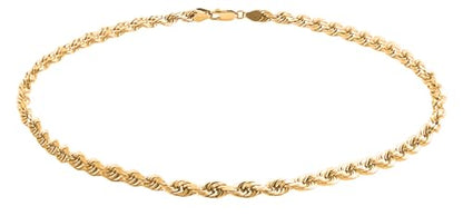 Savlano 925 Sterling Silver Chain Anklet Rope, Figaro, Mariner, Curb - 18K Gold Plated Chain Anklet Available in 9, 10 and 11 - Inches for Women Comes with a Gift Box - Made in Italy - style: Rope 1.5mm