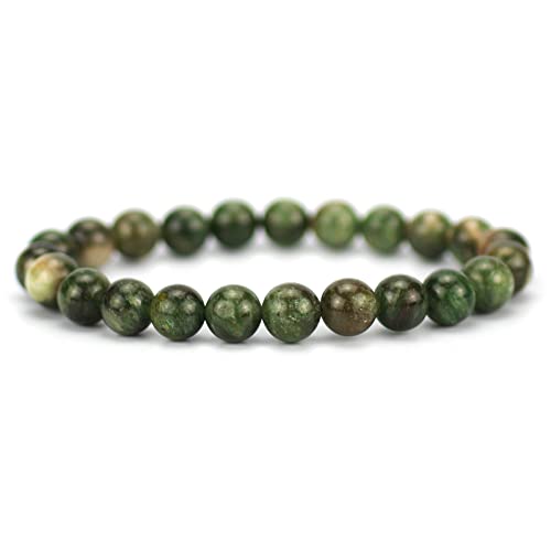 Angelstones Gemstones 8mm Round Beads Healing Crystal Bracelet for women | Natural Gemstone, Handmade Gifts for Women, Healing Crystal Round Beaded Stretch Bracelets, Unisex Jewelry for Women and Men - color: Green Mica