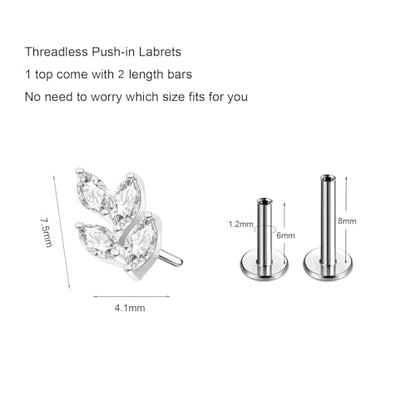 G23 Titanium Flat Back Earrings Studs 20g 18g 16g F136 Titanium Labrets Press Fit Threadless Push In Dainty Cartilage Helix Conch Lobe Lip Tragus Piercing Jewelry Push Back - style: 4eye-clear