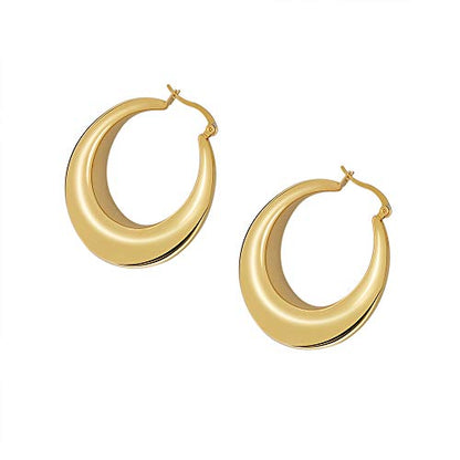 Chunky Large Thick Rounded Tube Hoop Earrings - color: Gold