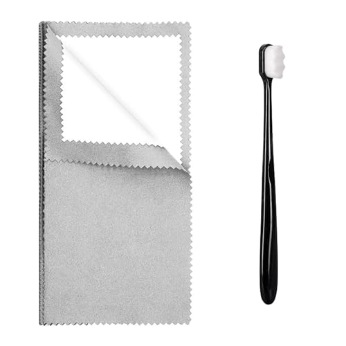 Syyflibb Polishing Cleaning Cloth for Gold, Silver, and Platinum Jewelry, – 1 Ultra-Soft Brushes Wave,Rings & Chains | Tarnish Removal(Grey) - color: Grey
