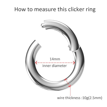 4G/6G/8G/10G/12G/14G/16G/18G/20G Hypoallergenic Nose Hoop Rings Steel Hinged Clicker Segment Gold/Rose Gold/Black/Pink Color - style: 1pc: 10g×14mm Silver-tone