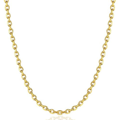Gold Silver Necklace Chain With Adjustable Lobster Clasp, Diamond Cut Geometric Gold Beads Stationed on Dainty 2mm Cable Box Chain, 16 Inches Rolo Oval Figaro Link Singapore Chain. - color: Gold04