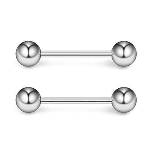 Ruifan Grade 23 Titanium Internally Threaded Nipple Piercing Jewelry Barbell Ring PA Tongue Rings Nipple Straight Body Piercing Jewelry for Women Men 16G 14G 12G 8G 6G 4G 2G - size: 16GA - 1/2" (12mm)