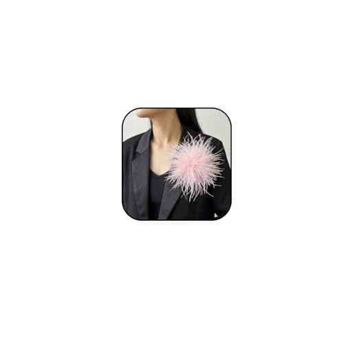 Dainty Feather Flower Brooch Pin for Women Oversized Floral Lapel Pins Elegant Feather Corsage Brooches Suit Clothes Shawl Dress for Wedding Party Banquet Dance Trendy Jewelry 150mm - color: Light Pink