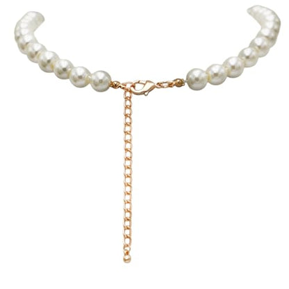 Rosemarie & Jubalee Women's Stunning Simulated Glass Pearl Knotted Strand Pearl Necklace - color: Cream, Gold, size: 8mm, style: 16"+3" Extender