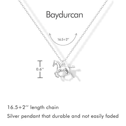 Baydurcan Dainty Silver Necklace for Women Ankh Horse Celtic Necklace Gifts | Dainty charm gifts for friends sister mother, birthday, christmas, graduation gifts. Ready to give with card & envelope. - style: Horse