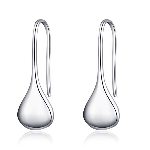 Pull Through Teardrop Dangle Earrings 925 Sterling Silver Simple Water Drop Earrings Birthday Mother's Day Christmas Gifts for Women - style: pull through teardrop earrings style B