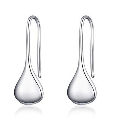 Pull Through Teardrop Dangle Earrings 925 Sterling Silver Simple Water Drop Earrings Birthday Mother's Day Christmas Gifts for Women - style: pull through teardrop earrings style B