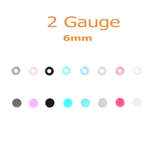 Juway Oveta Ear Gauges for Ear Silicone Ear Plugs Soft Flexible Silicone Gauge Saddle Silicone Ear Plugs and Tunnels 6mm-20mm(16 Pairs) - color: 32PCS 6mm(2GA)