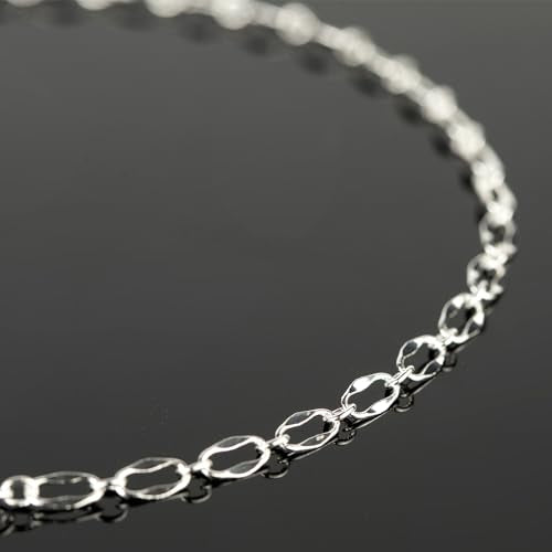 UMAOKANG 16.4 Feet Brass Chain for Jewelry Making Silver Plated Lip Chains Bulk Women Necklace Bracelet DIY Jewelry Supplies - color: Silver Lip