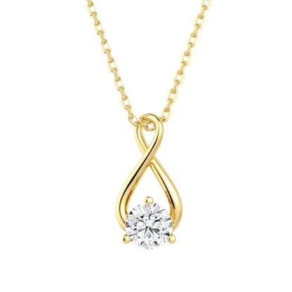 MSBLUE Infinity 1CT Moissanite Pendant Necklace, Gift for Her | Sterling Silver Infinity Design with 18+2 Inch Chain and GRA Certificate - color: Yellow
