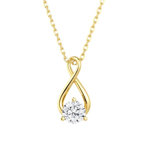 MSBLUE Infinity 1CT Moissanite Pendant Necklace, Gift for Her | Sterling Silver Infinity Design with 18+2 Inch Chain and GRA Certificate - color: Yellow