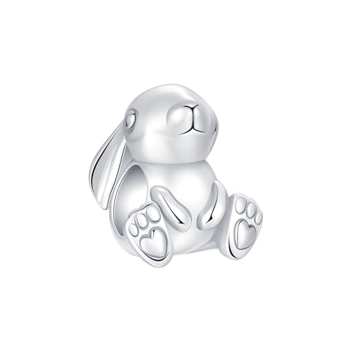 LUXILLA Charms for Bracelets & Necklace 925 Sterling Silver Charms Elephant Happy Birthday Charm Fit for Valentine's Day Mother's Day Jewelry Gift for Women - color: Easter Cute Bunny Charm