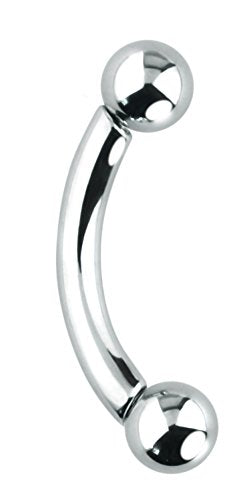 Forbidden Body Jewelry Curved Barbell Piercing Jewelry - 00GA-16GA Silver Eyebrow Piercing - Surgical Steel Snake Eye Frog Eyes Tongue Rings & Belly Rings for Women (6/14mm Bar, 3/12mm Balls) - style: 12GA, 10mm Length, 4mm Balls