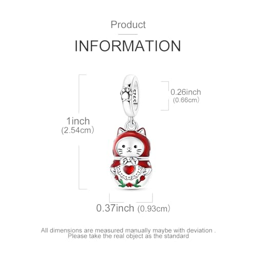 Hapour 925 Sterling Silver Charms for Bracelet Necklace Dangle Pendant Bead | Whale Shark Charm, Glow in the Dark, Matryoshka Russian Doll Baking European Jewelry Charm, 14k Gold Plated - style: Red Cat Matryoshka Doll (Openable)