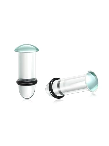 Aumeo One Pair Glass Gauges for Ears Single Flare Glass Plugs for Women and Men - color: Clear, size: 5mm