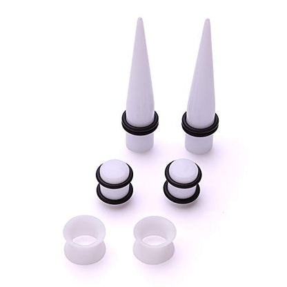 JieyueJewelry 50/54 Pcs Ear Stretching Kit 14G-00G | Acrylic Tapers & Plugs with Silicone Tunnels, Ear Gauges Expander Set Body Piercing Jewelry for Women and Men - color: White