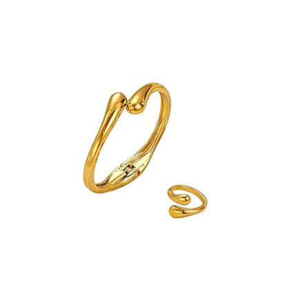 Gold Jewelry Sets for Women Bangle Ring Set Chunky Bangle Bracelet And Ring Statement Jewelry Set for Women - style: Gold-B