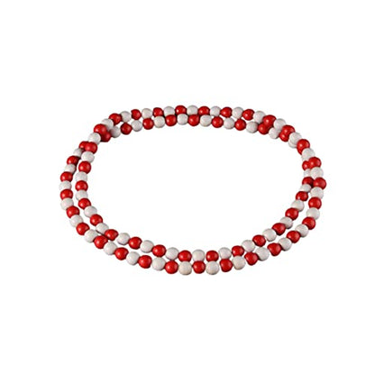 Natural Wood Bead Necklace 8MM Wooden Beaded Chunky Strand Necklaces Handmade Africa Wooden Chain for Women Men Jewelry - color: white red