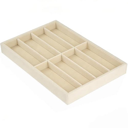 Sunglass Organizer Beige Velvet Glasses Trays for Drawer Eyeglasses Watches Jewelry Display Sunglass Box- Men Women (8 Grids) - color: Sunglass Box