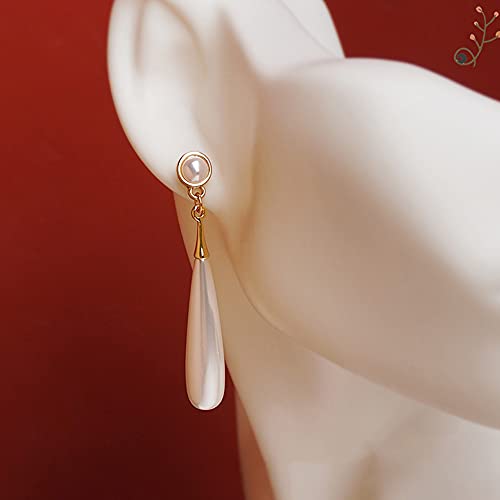 Pearl Clip on Earrings for Women Drop Clip Earrings for Women Gold Plated White Imitation Pearl Earrings Fashion - color: Long Pearl