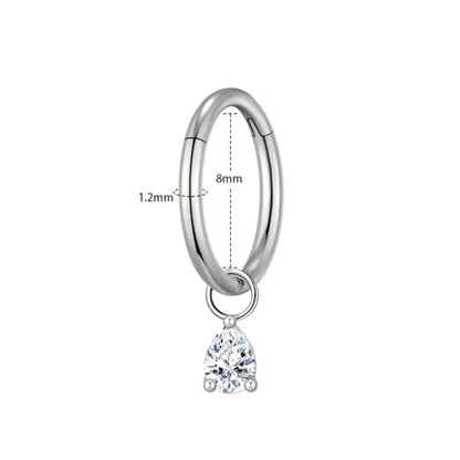 Ourania 16G Gold Stainless Steel Zircon Dangle Huggie Hoop Rook Piercing Helix Hoop Earring Tragus Hoop Cartilage Piercing for Women - color: Triangle Silver 2PCS, size: 1.2*8mm 2pcs