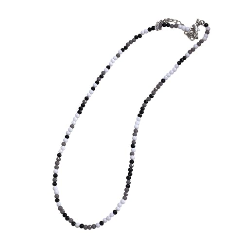 Dainty Colorful Crystal Beaded Chain Adjustable Lightweight Choker Necklace Handmade Bohemian Shiny 3mm Rice Stone Beads Necklace Boho Summer Beach Jewelry for Women - color: mix 1
